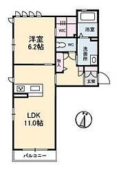 アリビオK 1LDKの間取図画像