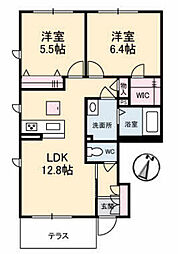 アリエッタA 2LDKの間取図画像