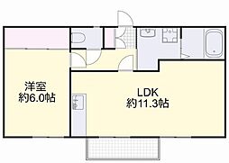 サンガーデン新福B棟 1LDKの間取図画像
