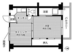 ビレッジハウス福富3号棟 1DKの間取図画像