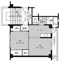 ビレッジハウス万富2号棟 2Kの間取図画像