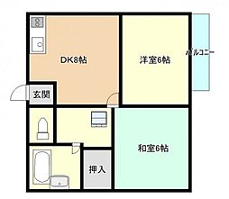 ベルシオン吉田 2DKの間取図画像