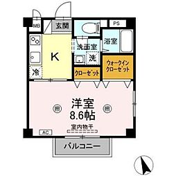ビューティリメインD 1Kの間取図画像