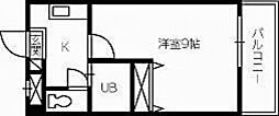 フローラ伊島 1Kの間取図画像