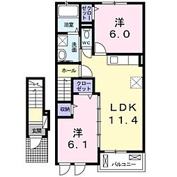 プランドール 2LDKの間取図画像