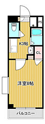 ルナ国体町 1Kの間取図画像