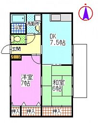 マスカット 2DKの間取図画像