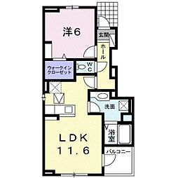 カーサルチオA 1LDKの間取図画像