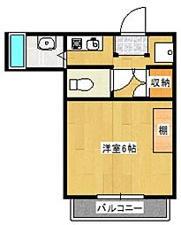 ロイヤルピジョン 1Kの間取図画像