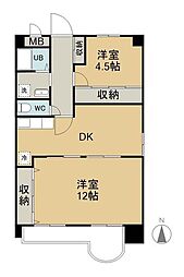 グリーンハウス松島G3 2DKの間取図画像