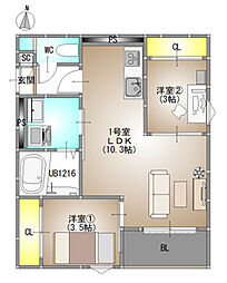 REGALEST Felviaria(レガリスト フェルヴィ 2LDKの間取図画像