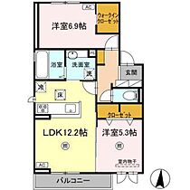 岡山県岡山市中区西川原1丁目（賃貸アパート2LDK・1階・59.58㎡） その2