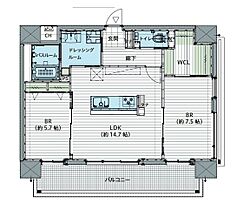 岡山県岡山市北区三門中町（賃貸マンション2LDK・3階・68.91㎡） その2