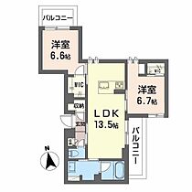 岡山県岡山市北区東古松3丁目（賃貸マンション2LDK・3階・62.17㎡） その2