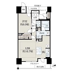 エステムコート上本町2イデアル 1LDKの間取図画像