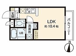 ＣＩＮＺＡ小田原 1階ワンルームの間取り