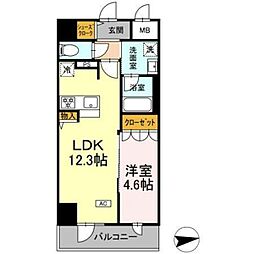 IS二十人町 1LDKの間取図画像