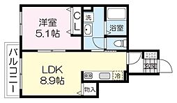 プリモディオ 1LDKの間取図画像
