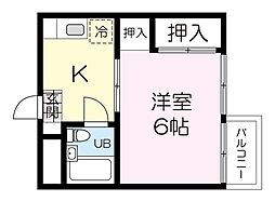 佐々木ビル 1Kの間取図画像