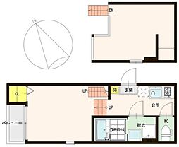 ハーモニーテラス67 1Kの間取図画像