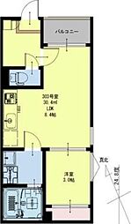 レガリストサクラ1 1LDKの間取図画像