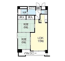 レーベンコートB棟 2LDKの間取図画像