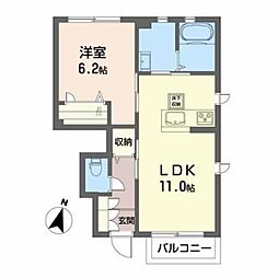えいとく名取ヶ丘 1LDKの間取図画像