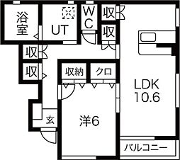 シュエット 1LDKの間取図画像