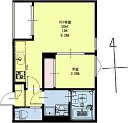 REGALEST荒井2 1LDKの間取図画像