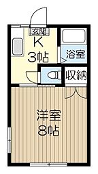 コーポ蘭 1Kの間取図画像