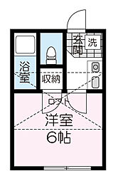 アップルハウス若葉町 1Kの間取図画像