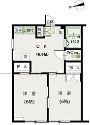 17の3番館 2DKの間取図画像