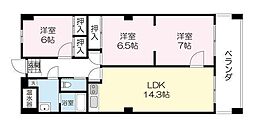 アーバンスクエア五橋 2SLDKの間取図画像