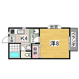 カーザセレーナ 1Kの間取図画像
