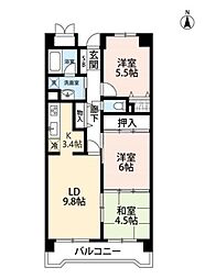 ボヌールガーデン八乙女 3LDKの間取図画像