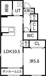 ジムカーナ 1LDKの間取図画像