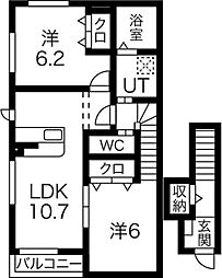 オアシス 2LDKの間取図画像