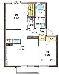 フォレナB 2LDKの間取図画像