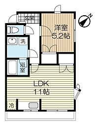 グランアージュ21A棟 1LDKの間取図画像