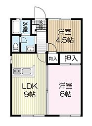 クレストコート1 2LDKの間取図画像