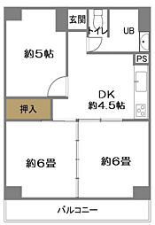 金岡グランドハイツ 3DKの間取図画像