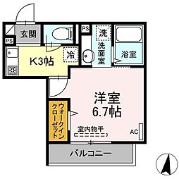 横浜市営地下鉄グリーンライン 日吉駅 徒歩17分の賃貸アパート 2階1Kの間取り