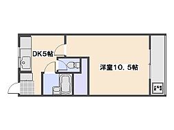 第一タウン皆賀 1DKの間取図画像