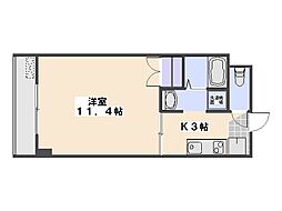 シャルムIKENOKO 2階1Kの間取り