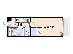 サンライズ三宅3 1Kの間取図画像