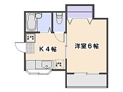 パルコ中央 1Kの間取図画像