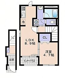 リアン五日市中央 1LDKの間取図画像
