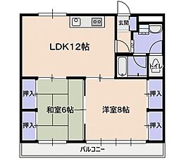 ビュウハイツ寺本 2DKの間取図画像