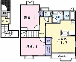 ヴィラ・クリオネB 2LDKの間取図画像