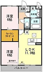 ブリエドゥA 2LDKの間取図画像
